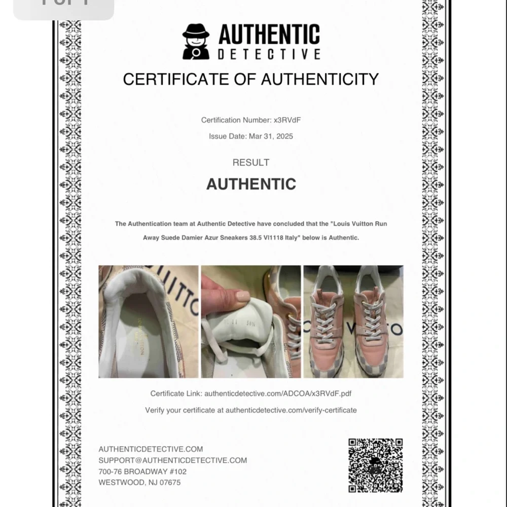 Louis Vuitton Pink and Damier Azur Run Away Sneakers - Picture 15 of 16